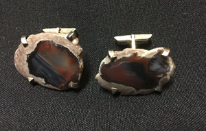 Vintage! Schöne Manschettenknöpfe Sterlingsilber Achat - Bild 1 von 3