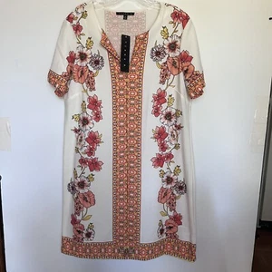 Tiana B Women’s Size XL Top/Mini Skirt Ivory Floral Short Sleeve Pullover - Picture 1 of 6