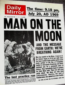 Daily Mirror Newspaper Apollo 11 Man on the Moon Space Exploration Rertro old uk - Picture 1 of 8