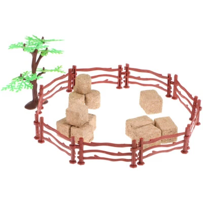 1 Set Toy Fence Fence Mini Hay Bales Farm Toy Fence Miniature Garden - Image 1 of 4