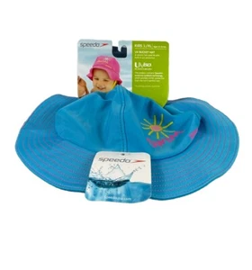 Speedo UV 50 Bucket Hat Kids L/XL 12-24 months Blue pink - NWT - Picture 1 of 5