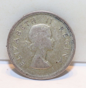 1957 South Africa Silver Coin 2-1/2 Shillings Queen Elizabeth 11