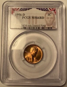 1956-D Lincoln centesimo di grano PCGS MS66RD etichetta Abe Lincoln - Foto 1 di 2