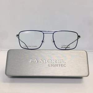 New Lightec 30090L BG03 Blue Stainless Steel Metal Eyeglasses 54mm - Picture 1 of 7