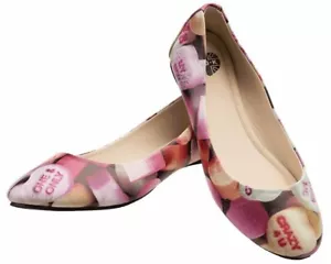 New in Box TUK T.U.K. Pink Candy Hearts Vegan Friendly Leather Flats Shoes US 7 - Picture 1 of 4