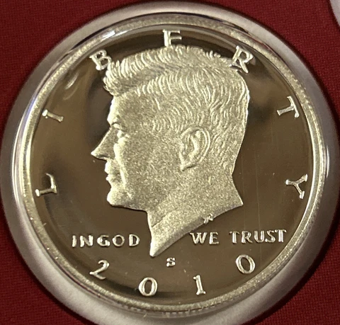2010 S PROOF SILVER KENNEDY HALF DOLLAR FROM PROOF SET - Free Shipping Cover