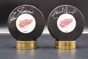 Ed Giacomin Marcel Dionne Signed Hockey Puck Lot Red Wings Autograph ZJ5188
