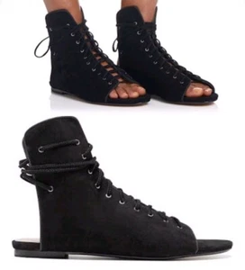 BNIB🌺MIMCO Cloud Nine Gladiator Lace Up Sandals Suede Black Size 36 RRP $179 - Picture 1 of 5