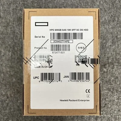 872477-B21 for HPE 600GB 12G SAS 10K ENT 2.5" SFF SC DS HDD Server  872736-001 - Image 1 of 4
