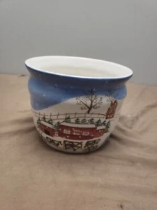 Vintage Bath & Body Works Planter Grandma Beaty Art 1998 Winter Scene - Picture 1 of 13