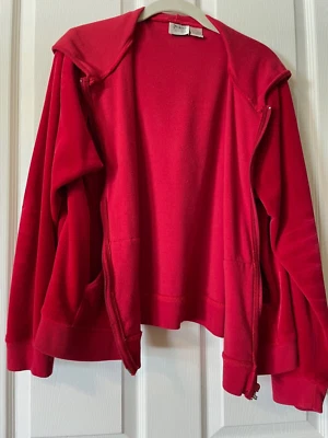 JASON MAXWELL Caliente Rojo Terciopelo Manga Larga Cremallera Sudadera con Capucha Chaqueta/Sudadera L Foto 1 de 4
