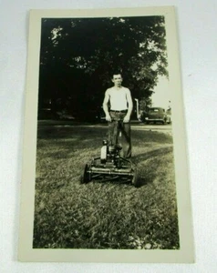 Vintage c 1940 Photo Early Eclipse Rocket Rotary Power Mower Rocket Man Operator - Picture 1 of 3