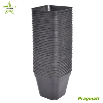 Set Of 100 Lightweight 4 Inch Square Plastic Nursery Pots Flexible Plants Pots - Image 1 of 4
