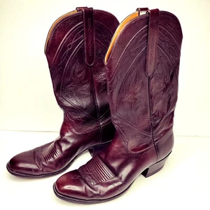 Garner Moss Classic Cowboy Boots Cordovan Men’s 12D Hand Made W/NEW HEEL CAPS - Picture 1 of 17