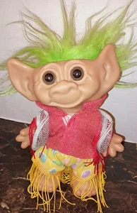 Vintage Uneeda Wishnik Tall Rock Star Troll Doll Neon Green Hair 10" ๐ง - Picture 1 of 3