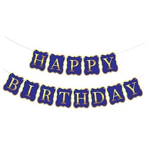 KatchOn Royal Blue and Gold Birthday Banner - 10 Feet, No DIY | Happy Birthday - Picture 1 of 8