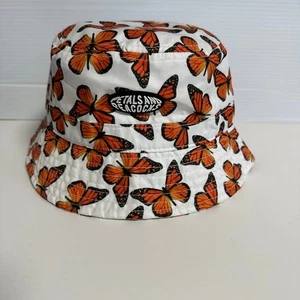 Sombrero cubo pétalos y pavos reales talla única blanco naranja mariposa - Imagen 1 de 10