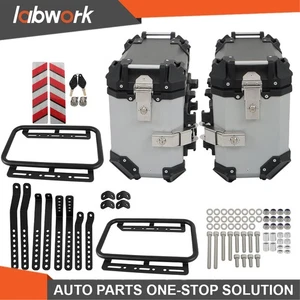 Labwork 2Silver 36L Side Case Hard Saddlebag Motorcycle Trunk & Mounting Bracket - Bild 1 von 12