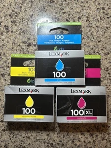 Lexmark 100 And 100XL 3 Ink Genuine Cartridges NEW SEALED Yellow Cyan MagentaXL - Picture 1 of 2