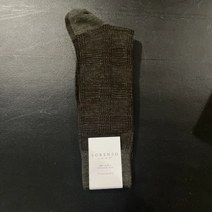 NWT Lorenzo Uomo Mens Olive Dress Socks Italian Merino Wool Blend Size 10-13 - Picture 1 of 3