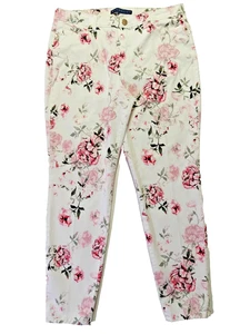 Bandolino Lisbeth Skinny Jeans weiß Blumen Pfingstrose Nelke kurvig Knöchel Größe 10 - Bild 1 von 8