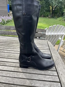 la canadienne 10 Stefanie Knee High Black Leather Equestrian Boots - Picture 1 of 12