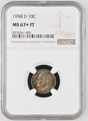 1958 D Dimes Roosevelt NGC MS-67+ FT - Image 1 of 2
