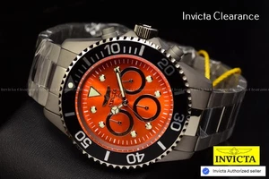 NEW Invicta Men's PRO Diver SOLID TITANIUM 45mm Orange Dial TITANIUM SS Watch - Picture 1 of 16