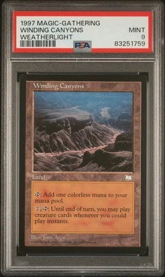 Winding Canyons - Weatherlight - MTG - Mint - PSA 9. POP 18. - Image 1 of 2