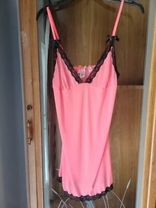 Dream girl extra small pink with black lace negligee used bows - Picture 1 of 6