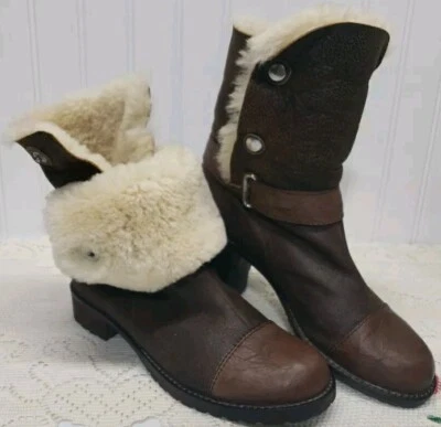  Matt Bernson Wo's Size 6.5 Brown Suede/Leather Short Boots  Shearling Lining  - Image 1 of 4
