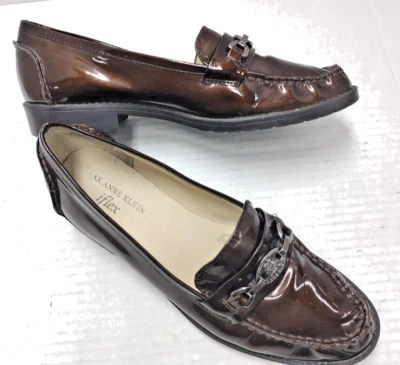 AK Anne Klein iflex "Lyndsy" Brown Patent Leather Loafer Slip On Women Size 7M - Image 1 of 4