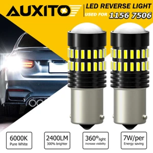 AUXITO 2x 1156 LED Reverse Light Canbus Reverse Backup Bulb 6000K White DRL Lamp - Picture 1 of 11