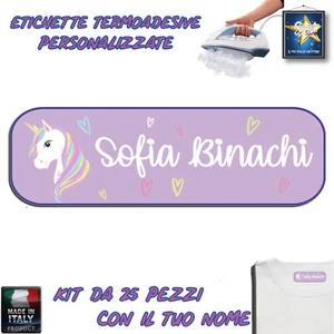 ETICHETTE TERMOADESIVE PERSONALIZZATE 25 PEZZI ASILO SCUOLA NIDO BIMBA BAMBINA - Foto 1 di 1