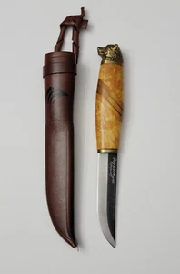 Karhunkynsi Lappitoute Bear Head Puukko Knife leather Sheath  E151 - Picture 1 of 13