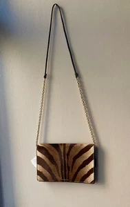 Coach 2017 Madison Brown Animal Print Haircalf Slim Clutch Crossbody Bag $298 - Picture 1 of 12