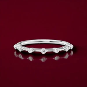Platinum Round Cut Lab Created Diamond Engagement Band 0.20 Ct 1.5 MM PT950 - Picture 1 of 11