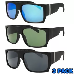 Mens Sunglasses OG Large Gangster Biker Style Locs Style 3 Pack Super Dark Lens - Picture 1 of 8
