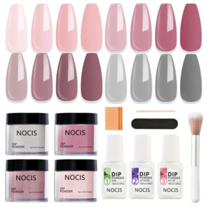 Dipping Powder Starter Nail Kit With Base, Top Coat, Activator Nail Brush 11 Pcs - Picture 1 of 29