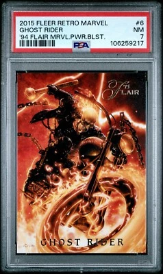 2015 Marvel Fleer Retro 1994 Flair Power Blast Ghost Rider #6 PSA 7 NM LOW POP - Image 1 of 2