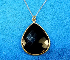 Collar Colgante Lágrima Ónix Negro, Colección LaSoula Terra, Cadena Oro 24" - Imagen 1 de 5