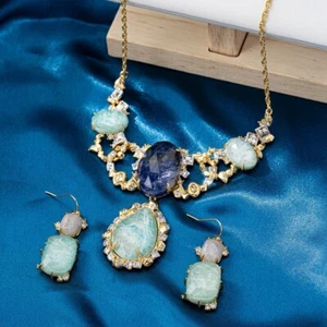 Pendientes Collar Chapados en Oro Piedra Tianhe Diseños Genios Europeos y Americanos - Imagen 1 de 6