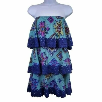 Judith March bohemian tiered dress with lacy crochet accents / Women's Small Sm - Imagem 1 de 4
