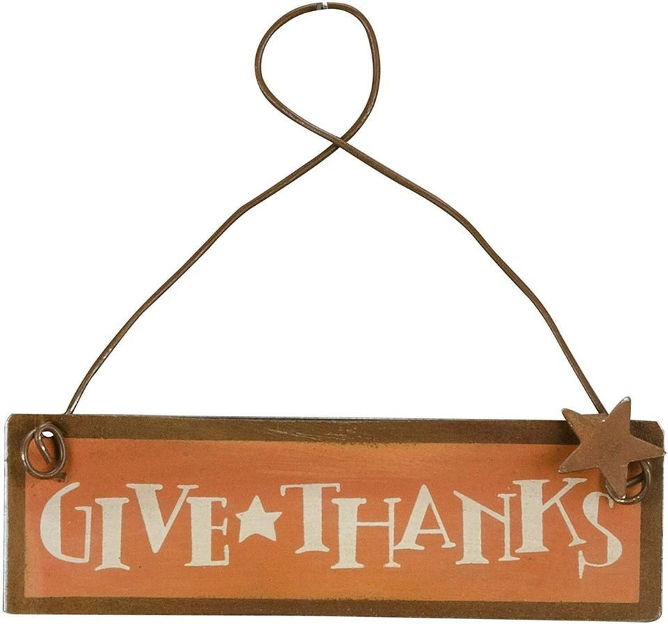 Give Thanks Tin Small Hanging Ornament Primitives By Kathy Fall Harvest Decor - Image 1 of 1