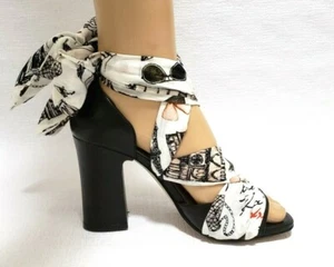 NEW RARE UNIQUE KARL LAGERFELD Leather Pump Sandals Shoes Ankle Wrap Size 6 - Picture 1 of 8