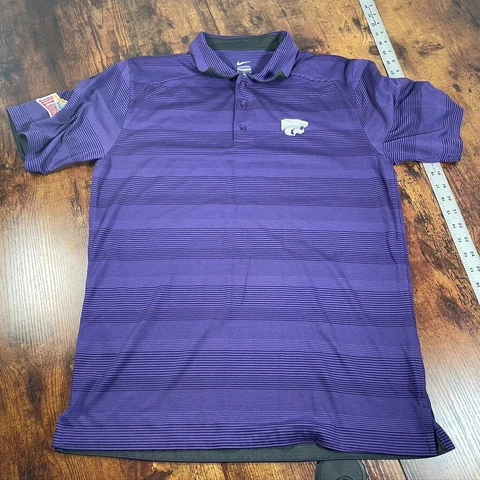 TEAM ISSUED Kansas State Wildcats football Nike purple polo shirt size Medium Cover