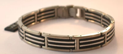 PULSERA DE ESLABONES DE NEOPRENO DE ACERO INOXIDABLE ROCHET PARA HOMBRE NUEVA CON ETIQUETAS Foto 1 de 4