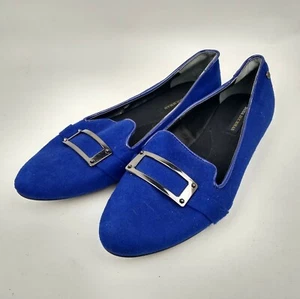 Flache royalblaue Halbschuhe Dana Buchman Schuhe Wildlederimitat Größe 8 Karriere Schnalle - Bild 1 von 5