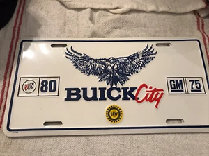 BUICK CITY 80 GM 75 ANNIVERSARY LICENSE PLATE UAW 599 FLINT MI MICHIGAN VINTAGE - Picture 1 of 1