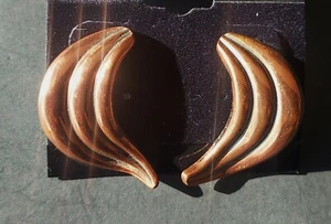 Vintage Bergere copper clip-on earrings modernist organic form MCM - Picture 1 of 8